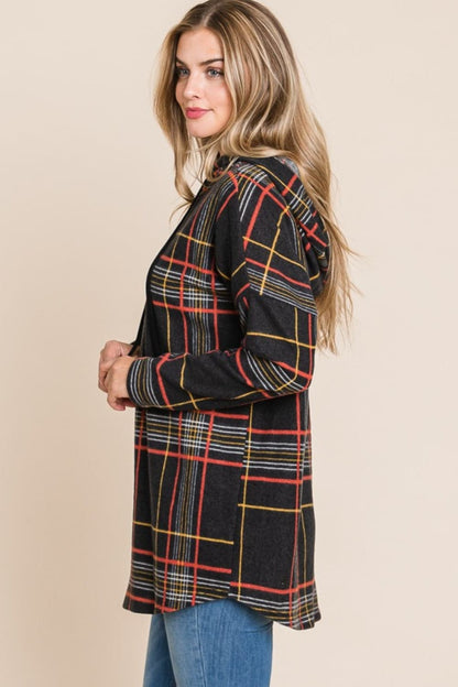 Plaid drawstring hoodie for comfort