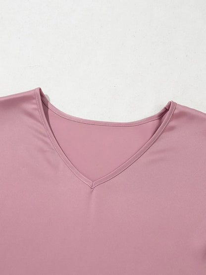Toadstool Satin Ruffle Sleeve Top – Dusty Pink