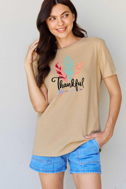 Simply Love Full Size THANKFUL Graphic T-Shirt.