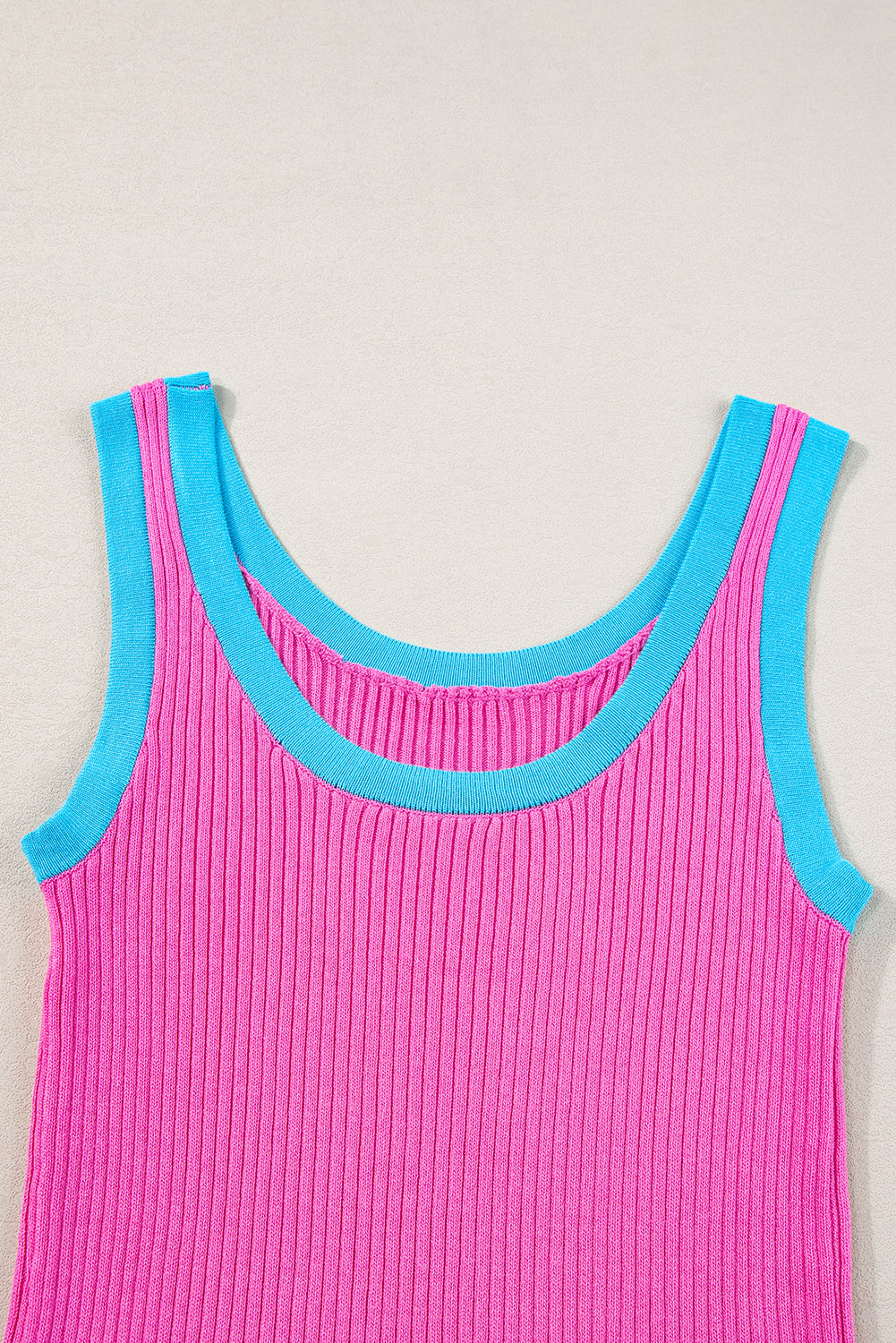 Trendy pink ribbed tank top