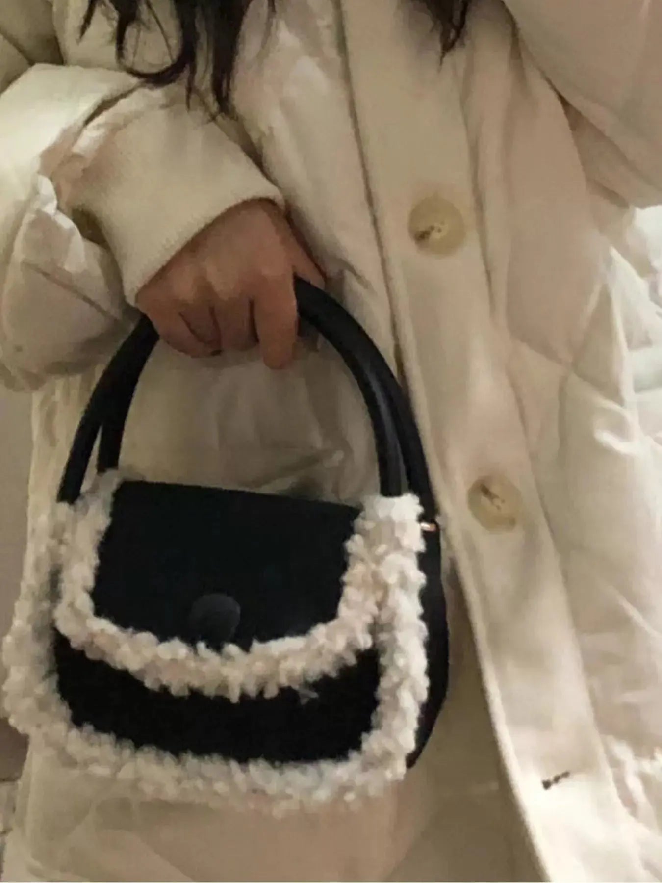 Fluffy Trim Mini Crossbody Bag With Plush Exterior Imported Simply Love