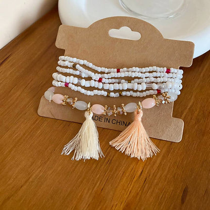 Chic tassel and rice bead bracelet