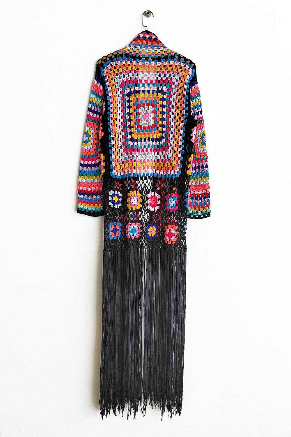 Fringe Tied Long Sleeve Cardigan.