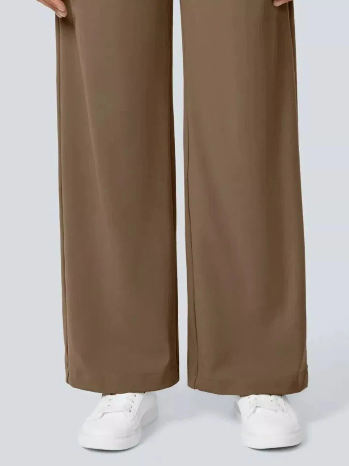 Pocketed Wide Leg Pants Women Polyester Spandex Black Simply Love