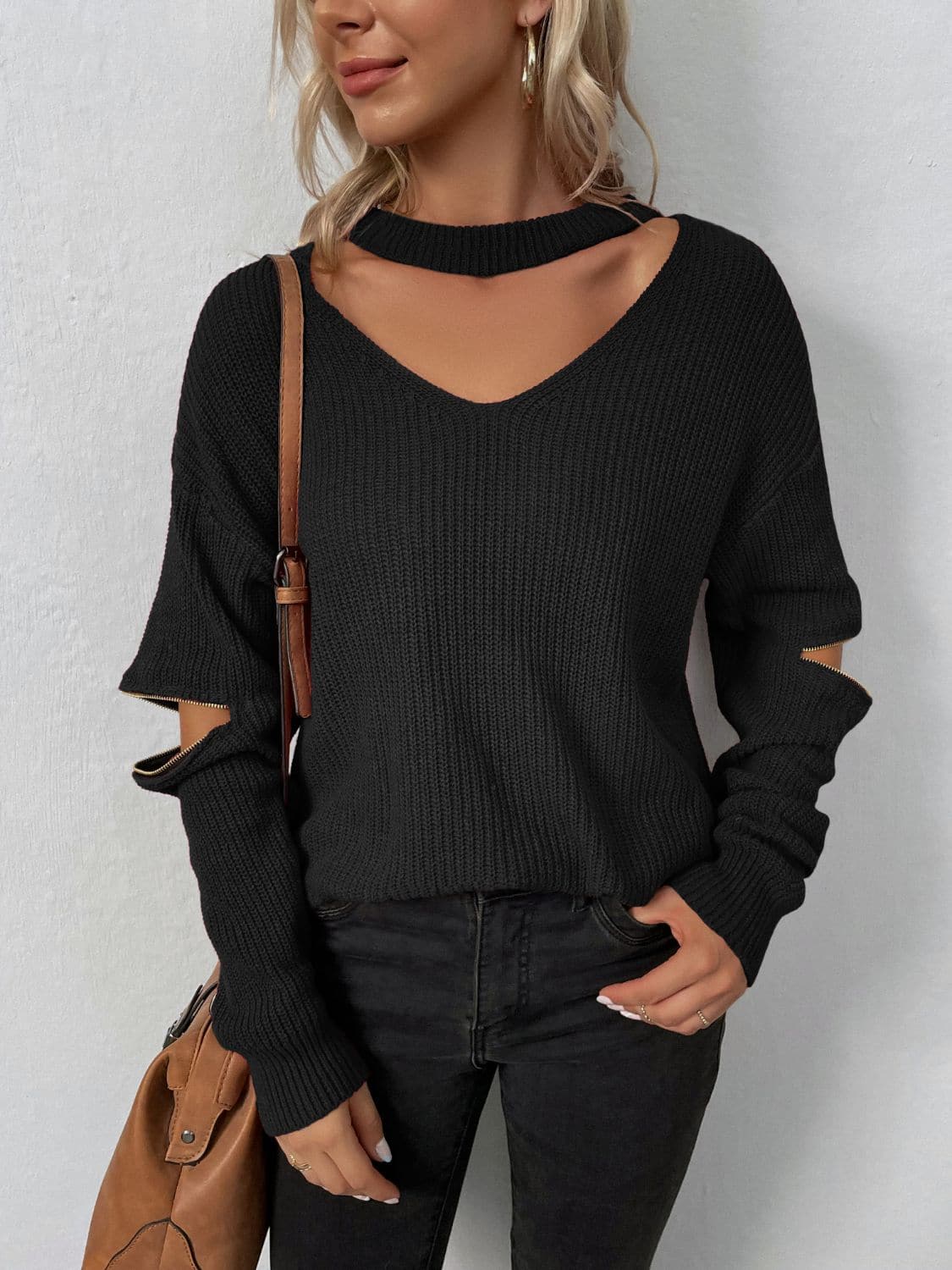 Cutout Zip Detail Sweater.