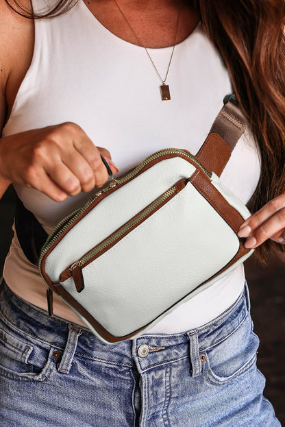 Chic white mini crossbody bag with adjustable strap