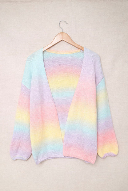 Contrast Balloon Sleeve Dropped Shoulder Cardigan.