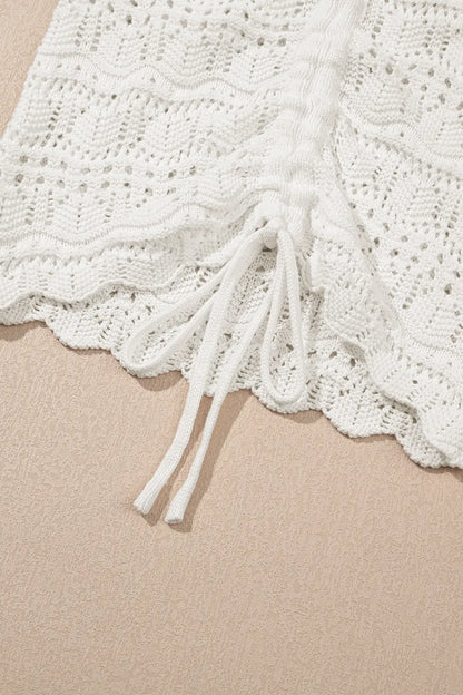 Hollowed Knit V Neck Drawstring Sweater Vest