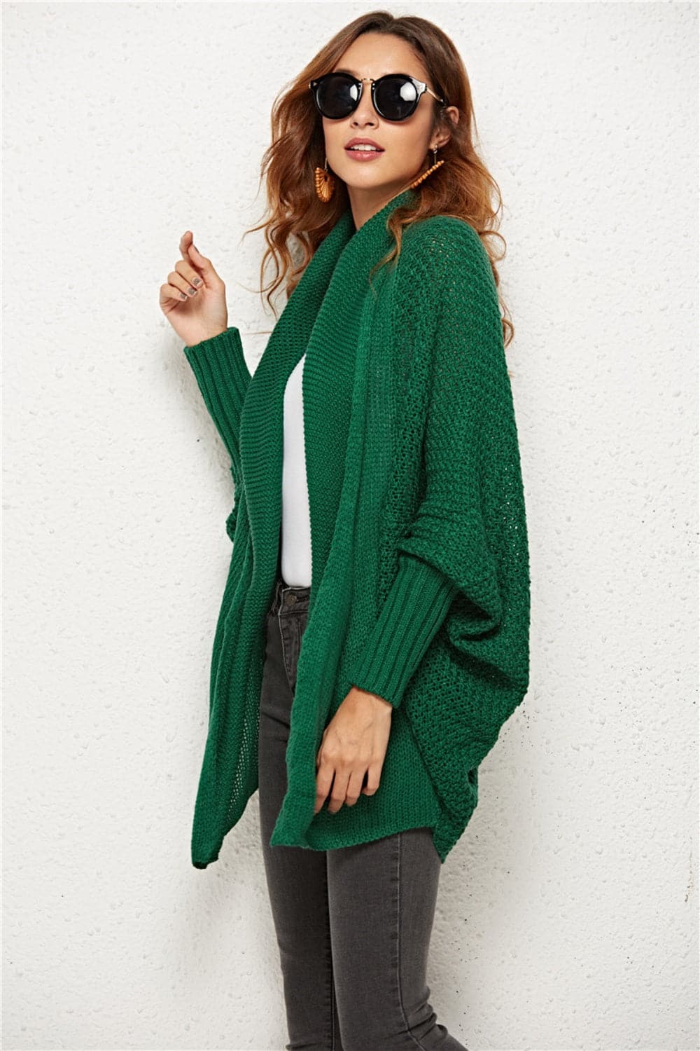 Open Front Batwing Sleeve Cardigan.