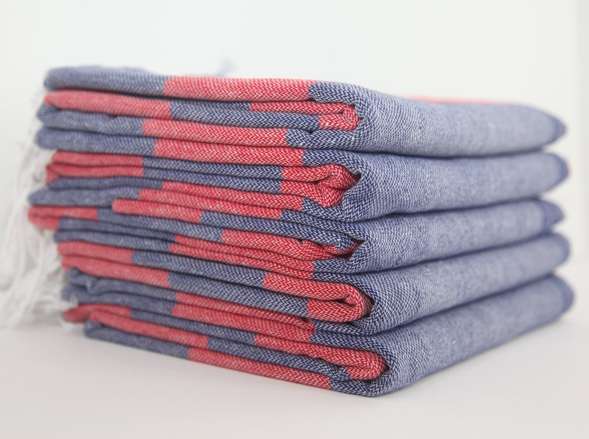 Monaco Red Navy Stripe Turkish Towel 100 Percent Natural Cotton 40 Inch by 70 Inch - Love Salve 