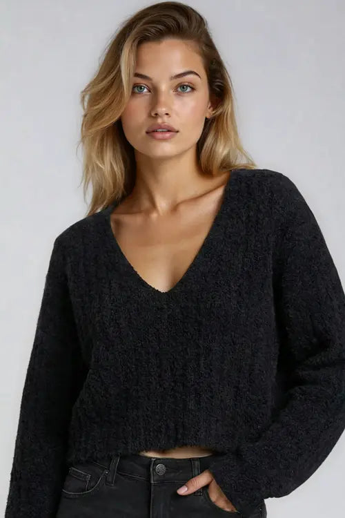 V neck crop sweater Miss Sparkling