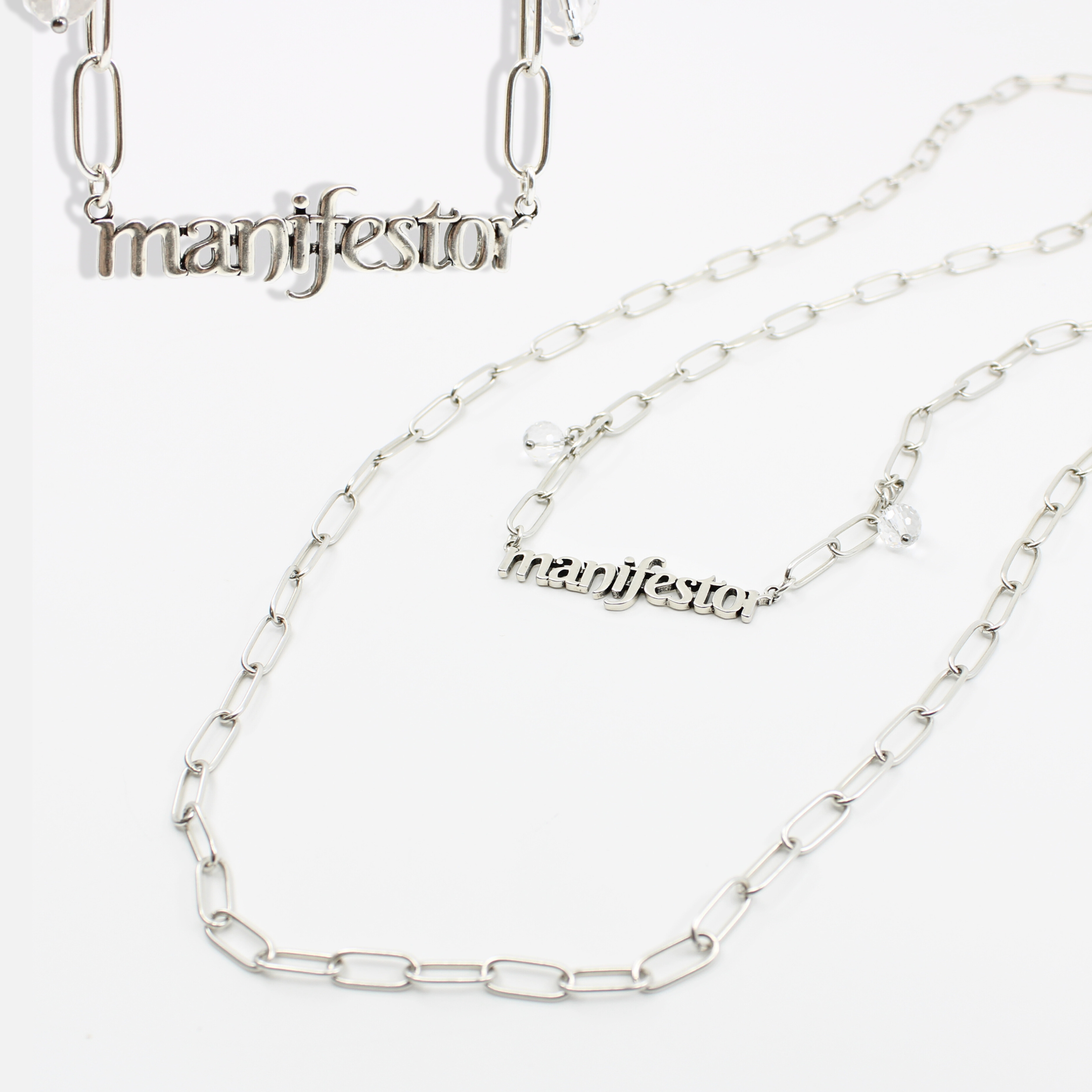 Manifestor 50 Inch Brass Paperclip Necklace With Crystal Quartz Magnetic Clasp Katia Designs