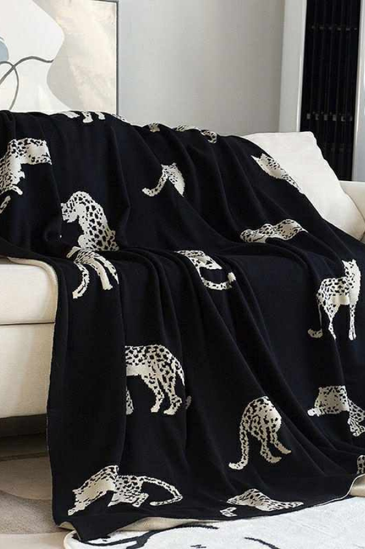 Black And Ivory Cheetah Luxury Throw Blanket For Sofa Nash Grey Wholesale