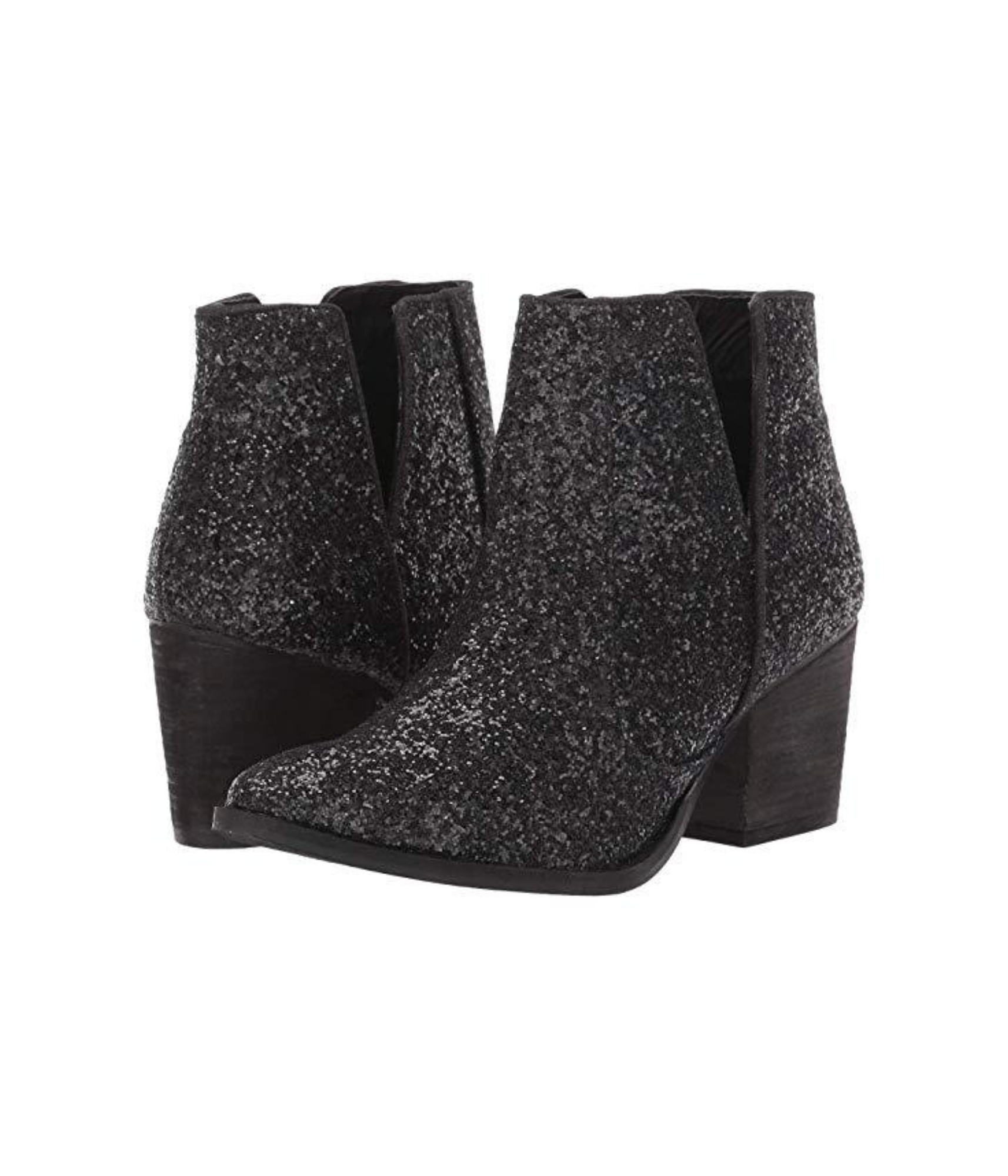 Fiera Glitter Booties Black Sequin Shine 3 Inch Heel Naughty Monkey