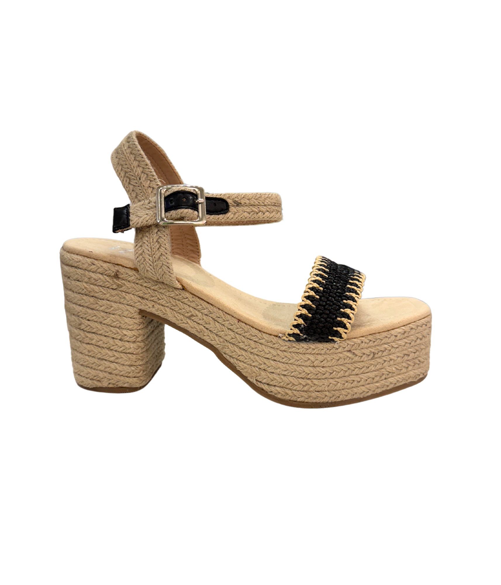 Elise Wedge Black Sandals With Ankle Strap Comfort Fit Naughty Monkey