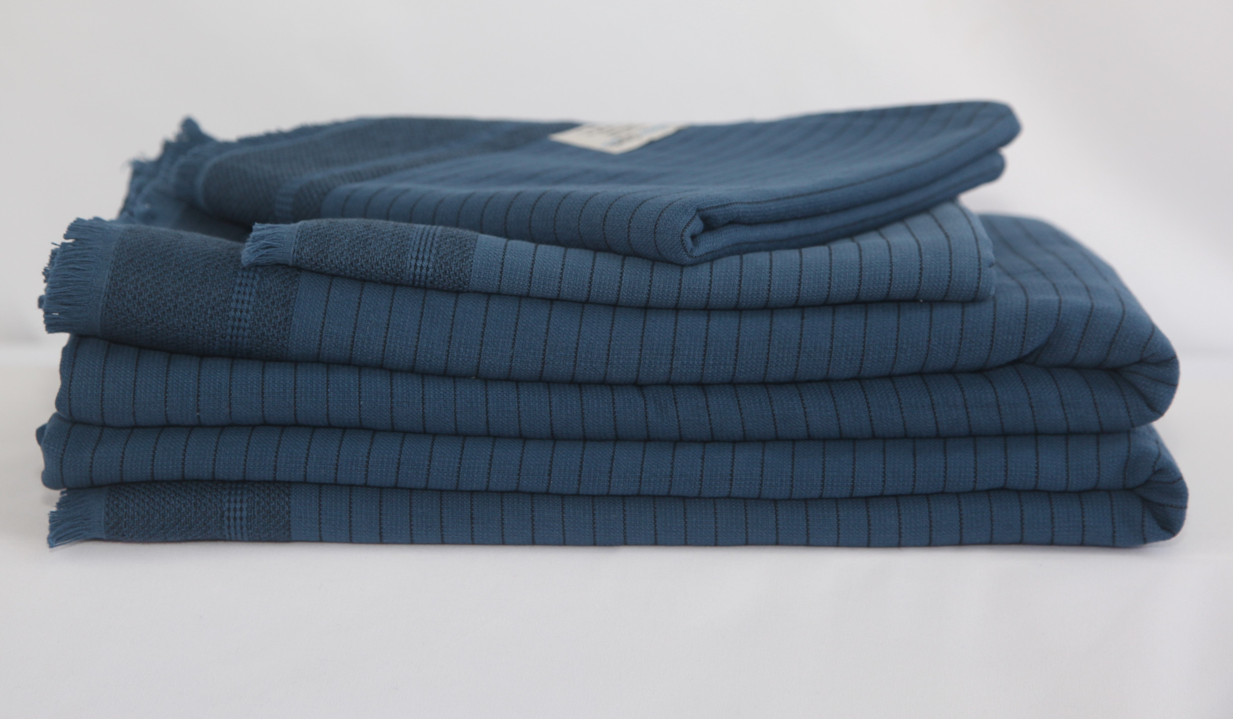 Del Mar Navy Terry Turkish Towel Set Premium 100 Percent Cotton - Love Salve 
