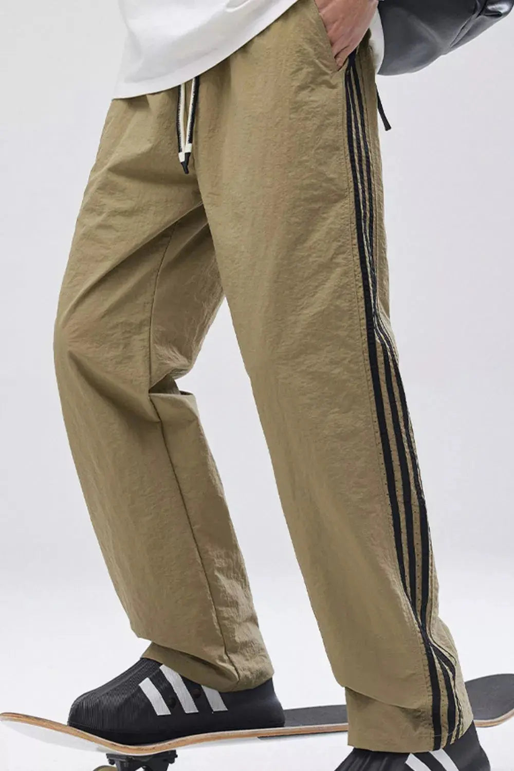Men's Full Size Side Stripes Wide Leg Pants Plus Size Simply Love