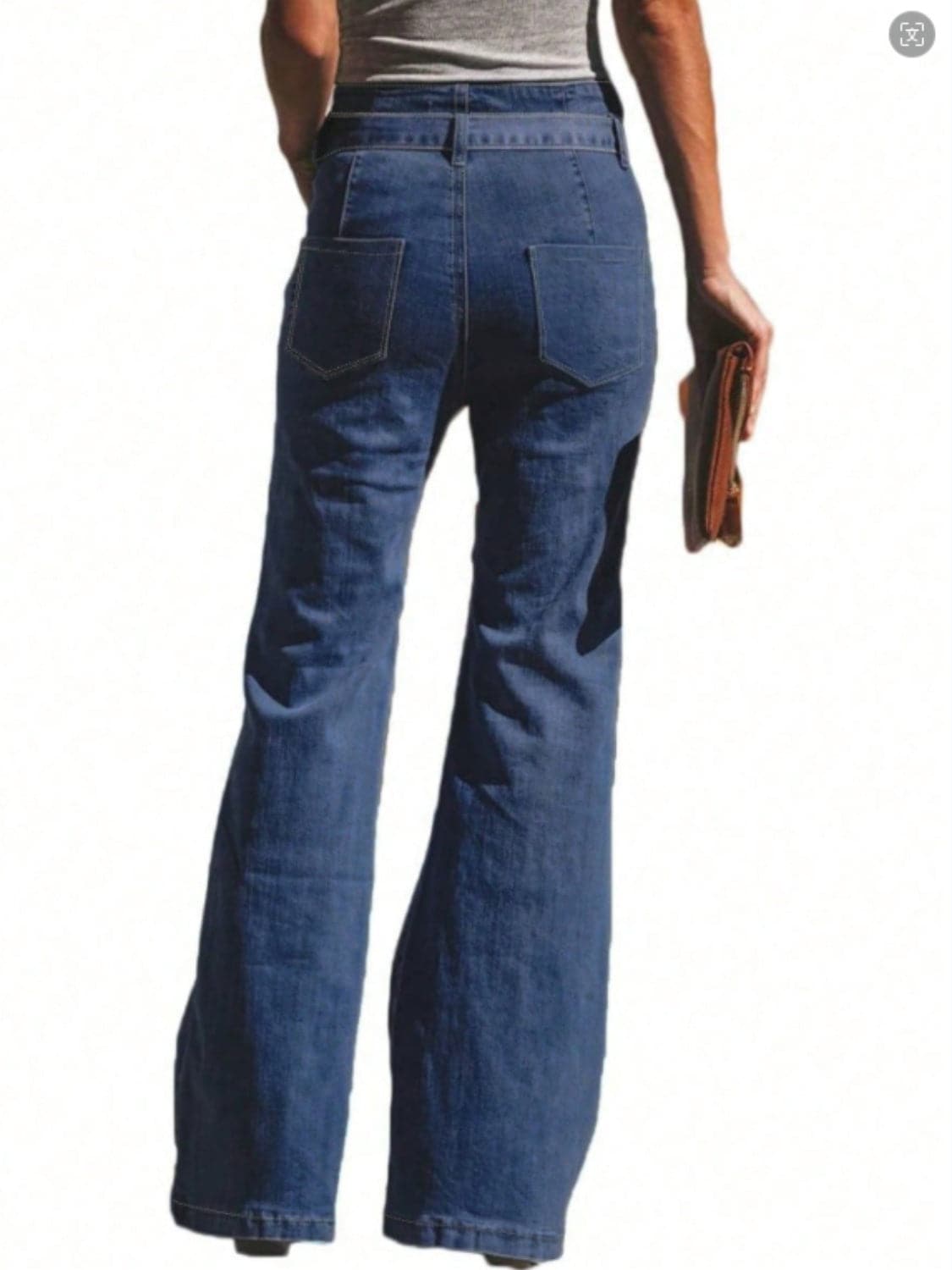 Tied Flare Jeans with Pockets.