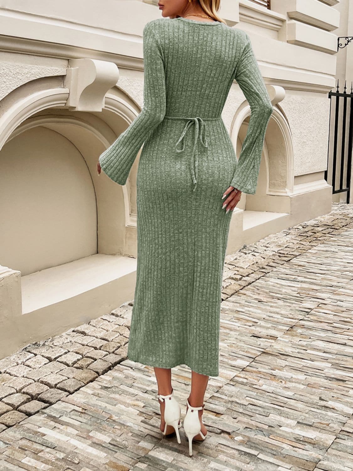 Chic sheer long sleeve midi dress