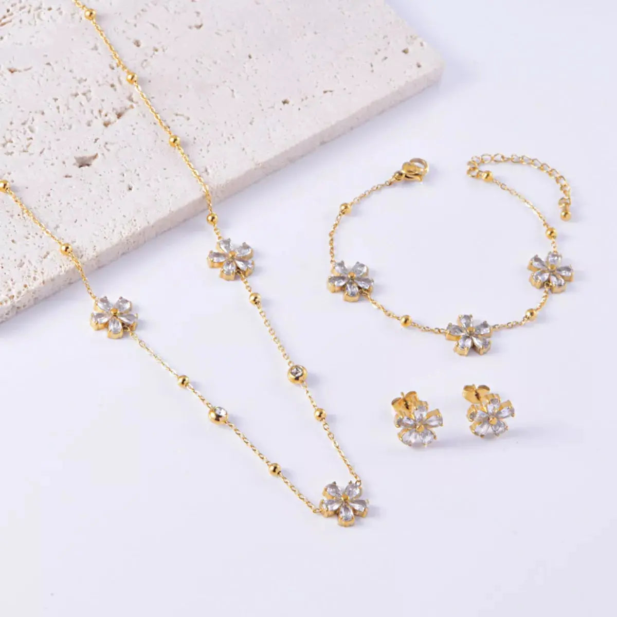 18K Gold-Plated Flower Jewelry Set Simply Love