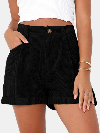 Full Size High Waist Shorts with Pockets.