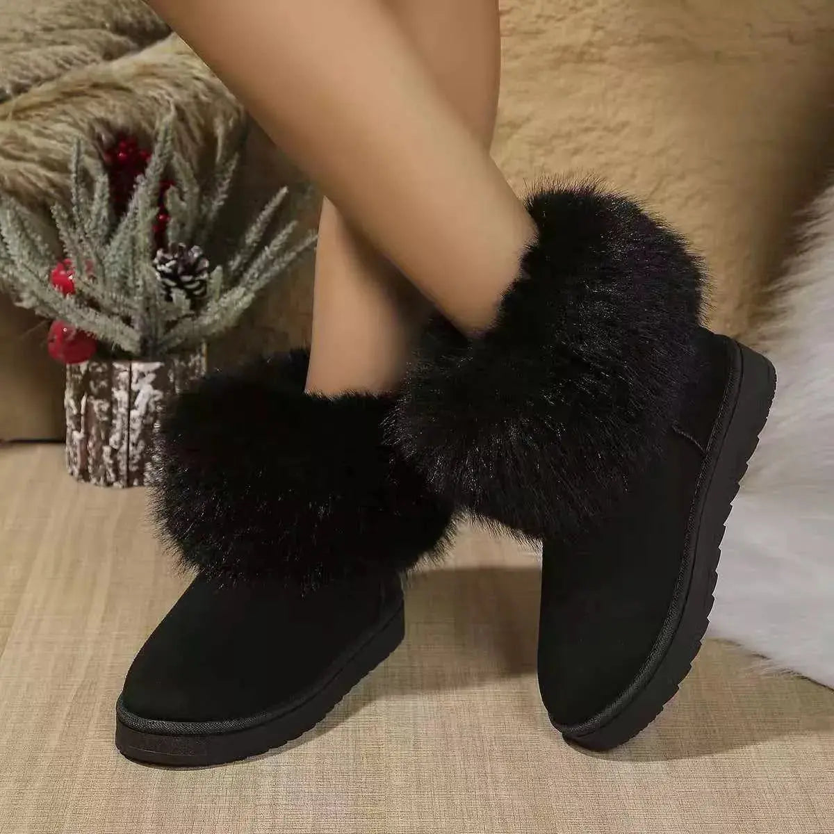 Fuzzy Trim Ankle Boots Simply Love