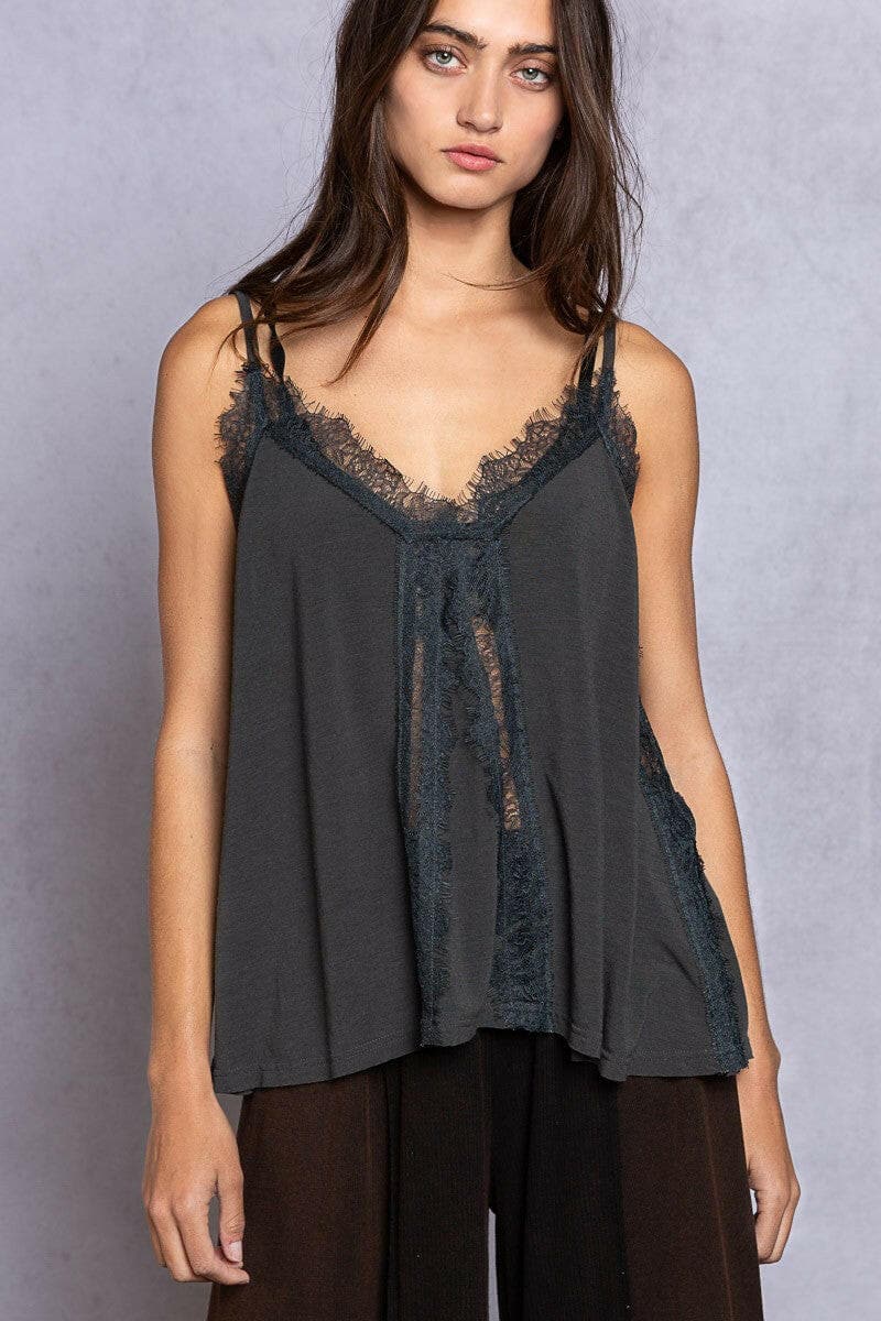 POL Lace Detail V-Neck Cami.