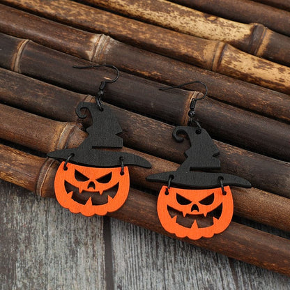 Wooden Pumpkin Shape Earrings.