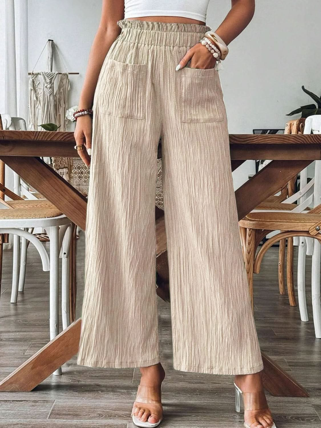 Frilled Wide Leg Trousers