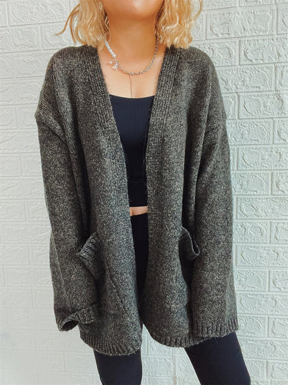 Open Front Long Sleeve Cardigan with Pockets.