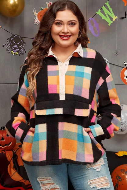 Chic Plus Size Color Block Sweatshirt