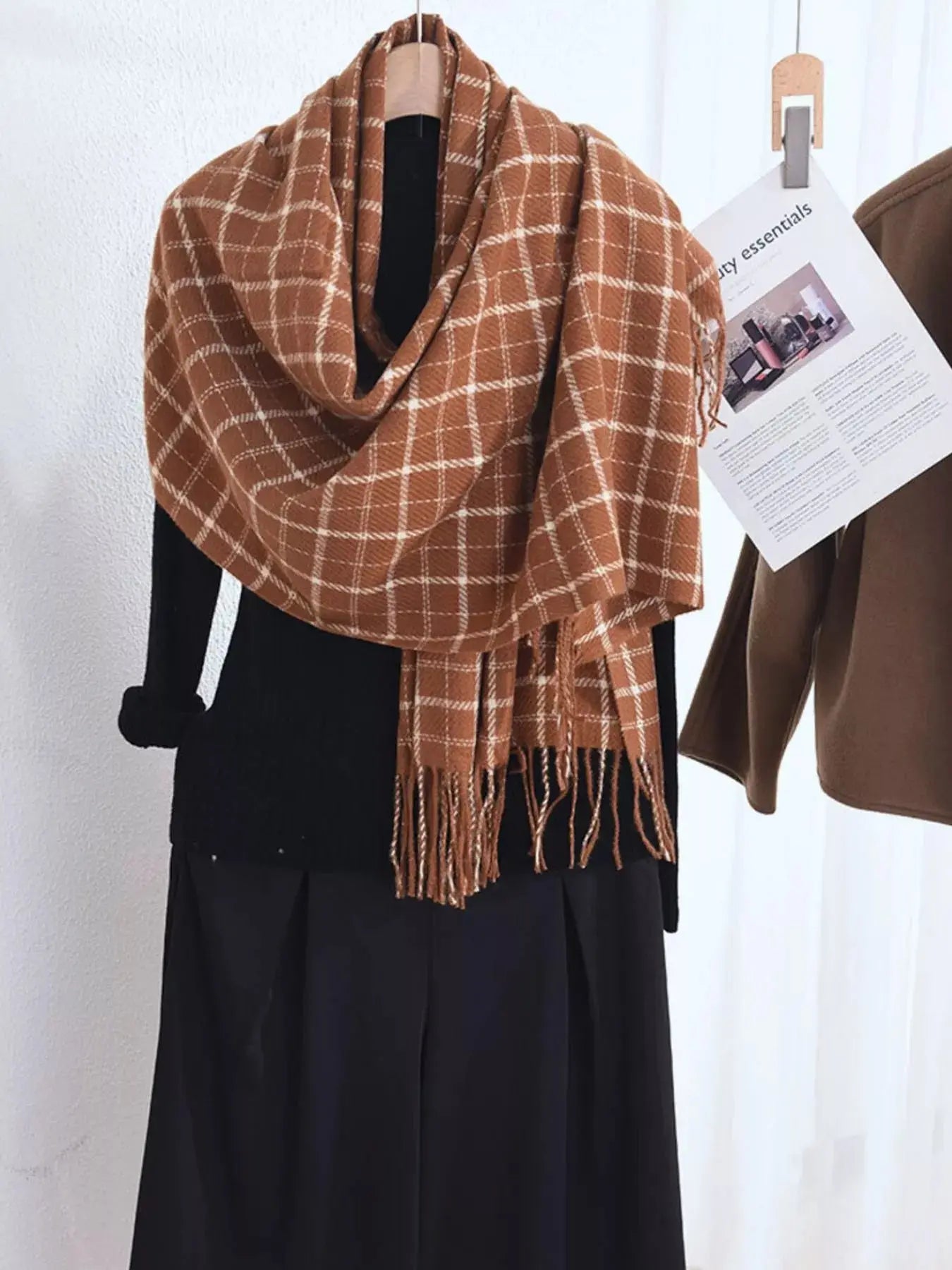 Classic Plaid Fringe Scarf Simply Love