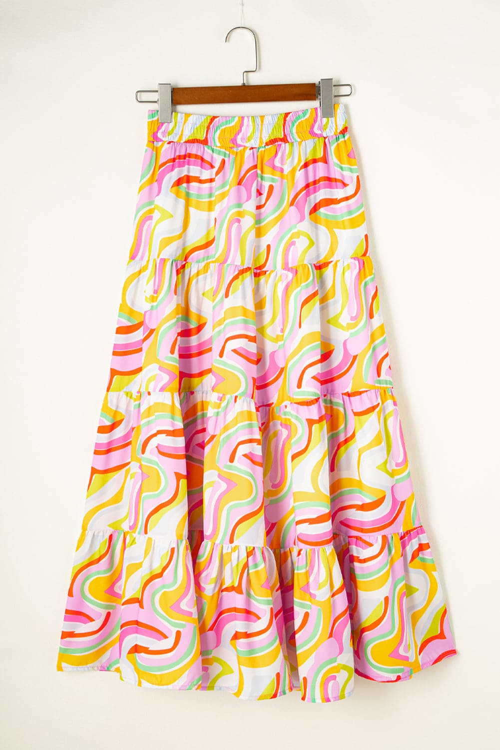 Printed Elastic Waist Skirt.