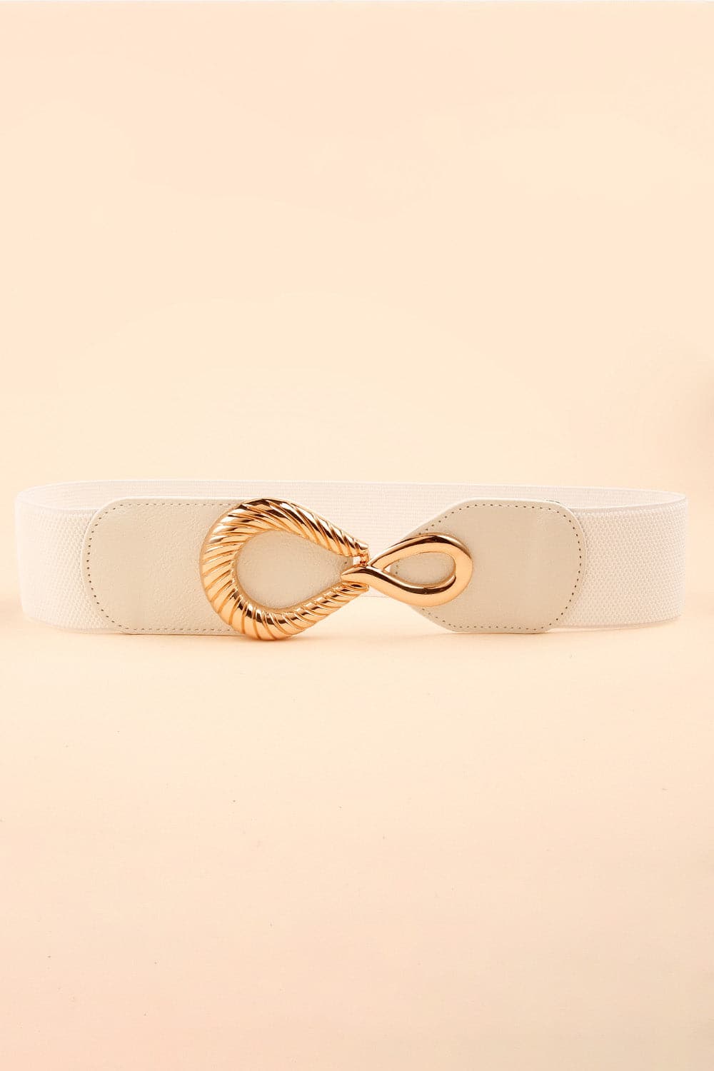 Ribbed Alloy Buckle Elastic Belt.