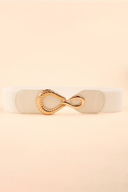 Ribbed Alloy Buckle Elastic Belt.