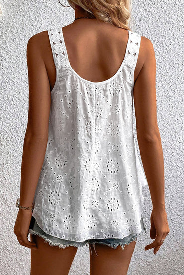 Elegant white eyelet tank top