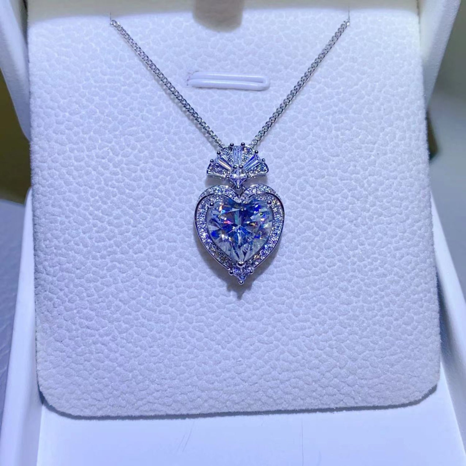 3 Carat Moissanite 925 Sterling Silver Heart Pendant Necklace Coco’s Tee Boutique
