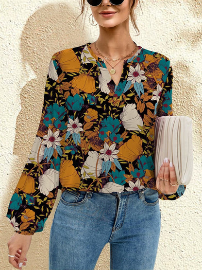 Chic long sleeve printed blouse