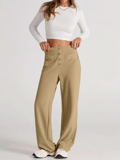 High Rise Wide Leg Trousers with Pockets