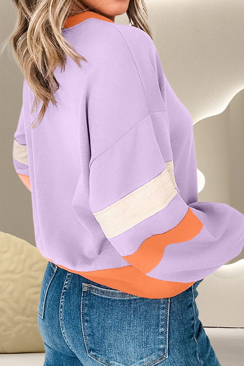 Color Block Long Sleeve Sweatshirt.