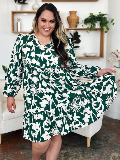 Chic printed ruffle hem dress with pockets for every body type