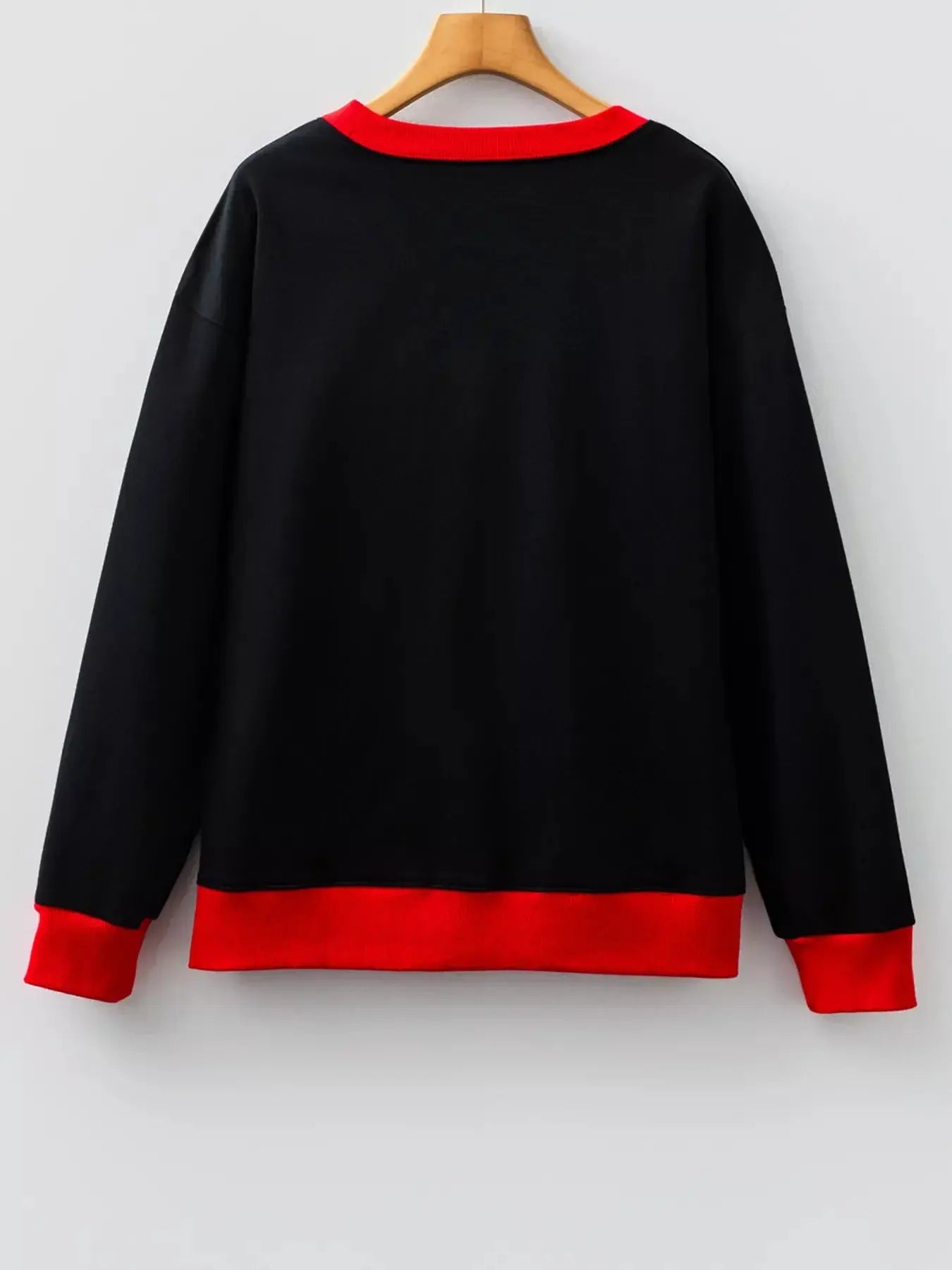 Game Day Graphic Varsity Baggy Long Sleeve Sweatshirt With Red Trim Simply Love