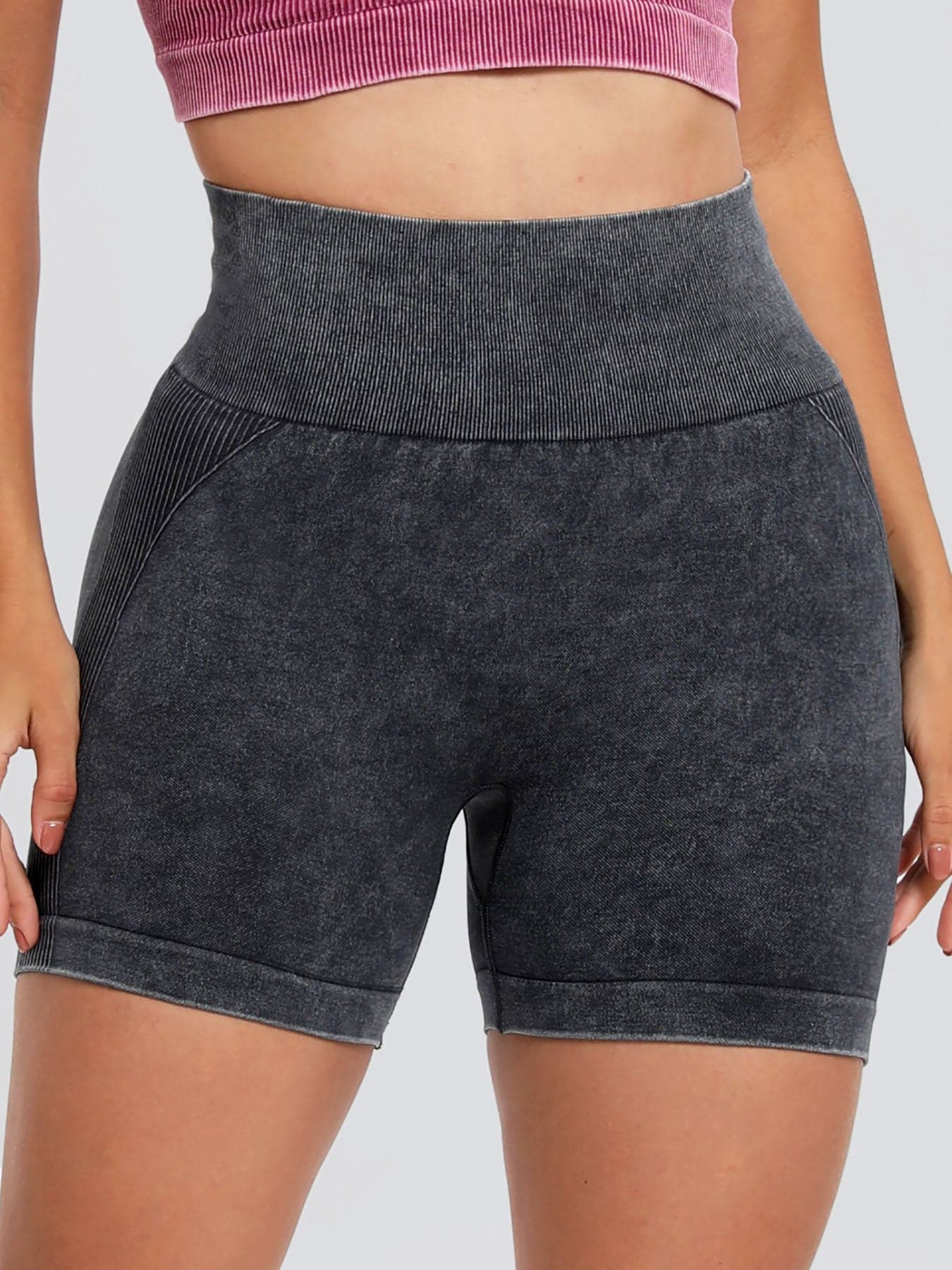 Washed High Waist Active Shorts.