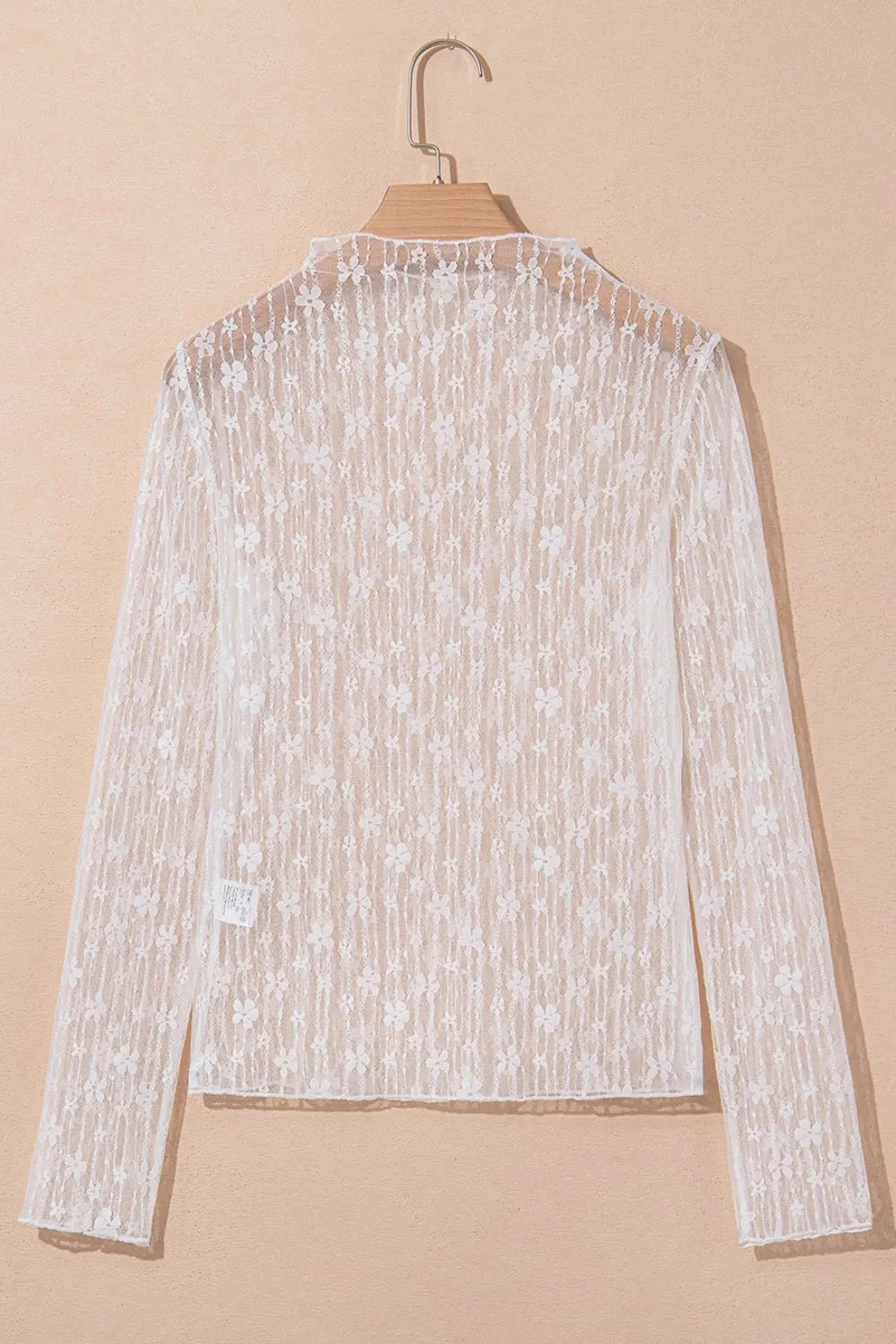 Sheer Floral Lace Long Sleeve Slim Fit Top Simply Love