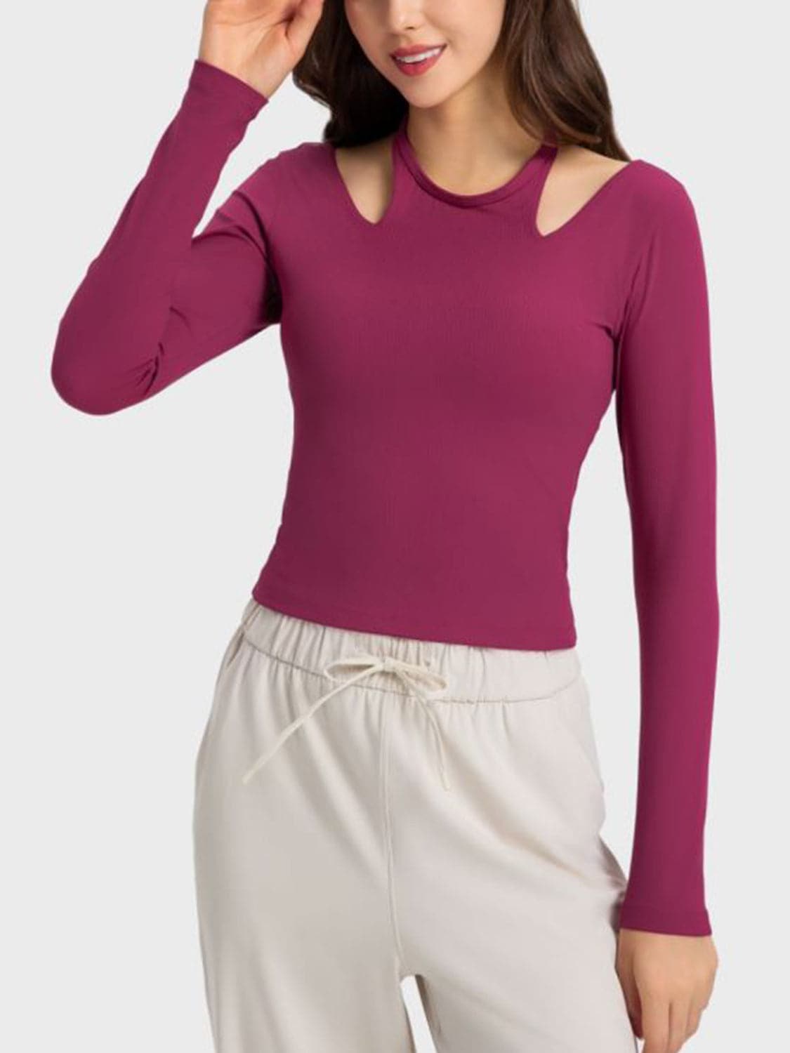 Halter Neck Long Sleeve Sporty Top.