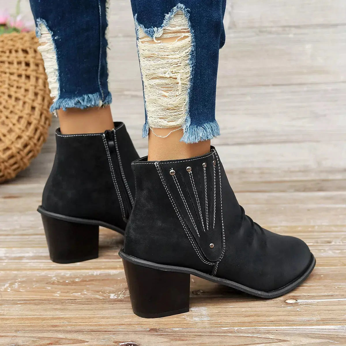 Point Toe Block Heels Boots Simply Love