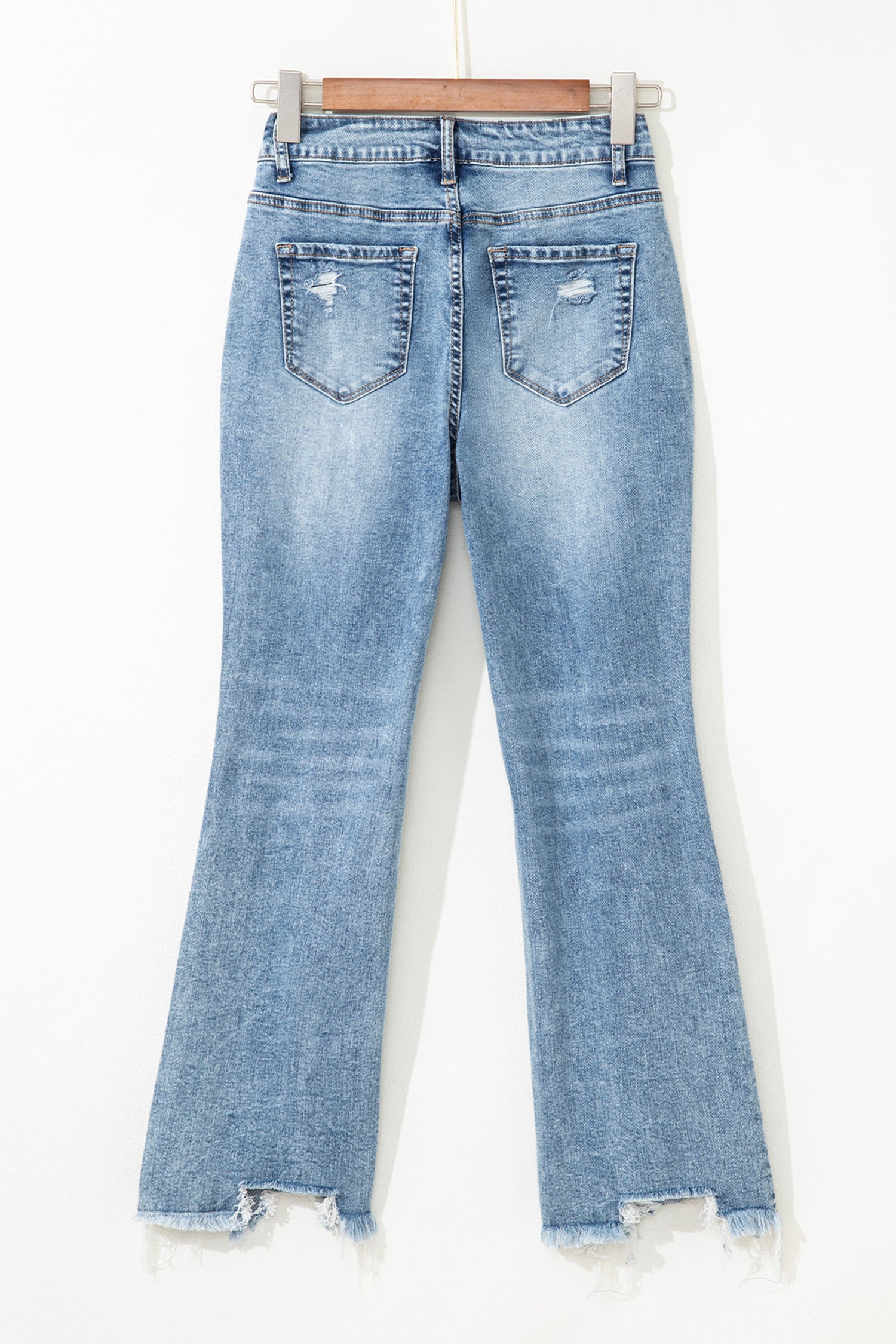 Myosotis Raw Hem Ripped Open Knee Fit Flare Jeans Denim Dear-Lover Dropshipping