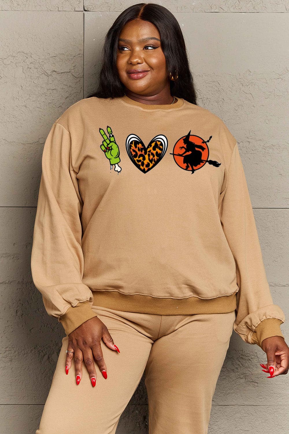 Cozy comfort drop shoulder graphic sweatshirt