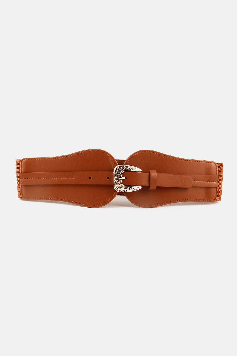 Wide Elastic Belt with Alloy Buckle.