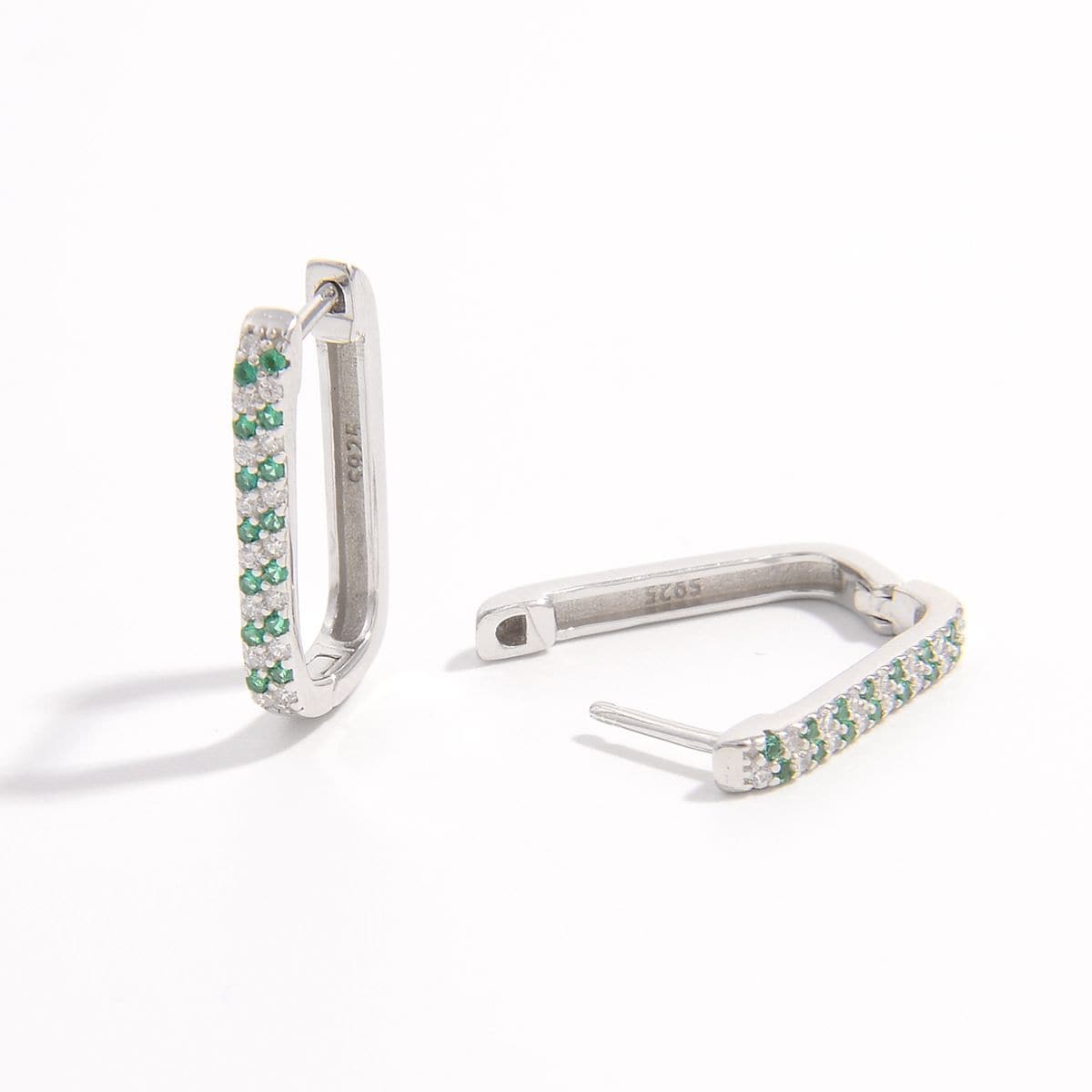 925 Sterling Silver Inlaid Zircon Earrings.